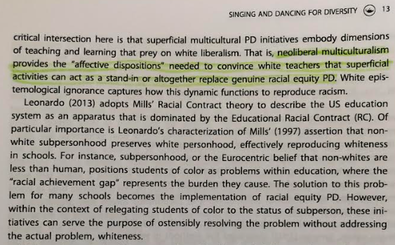 MessyCT's tweet photo. As districts plan equity based PD we need to critically  analyze the message being delivered to ensure it's not a list of superficial activities that doesn't create the change needed (Grinage, 2020) #EDLR5402 https://t.co/fDZagxK179