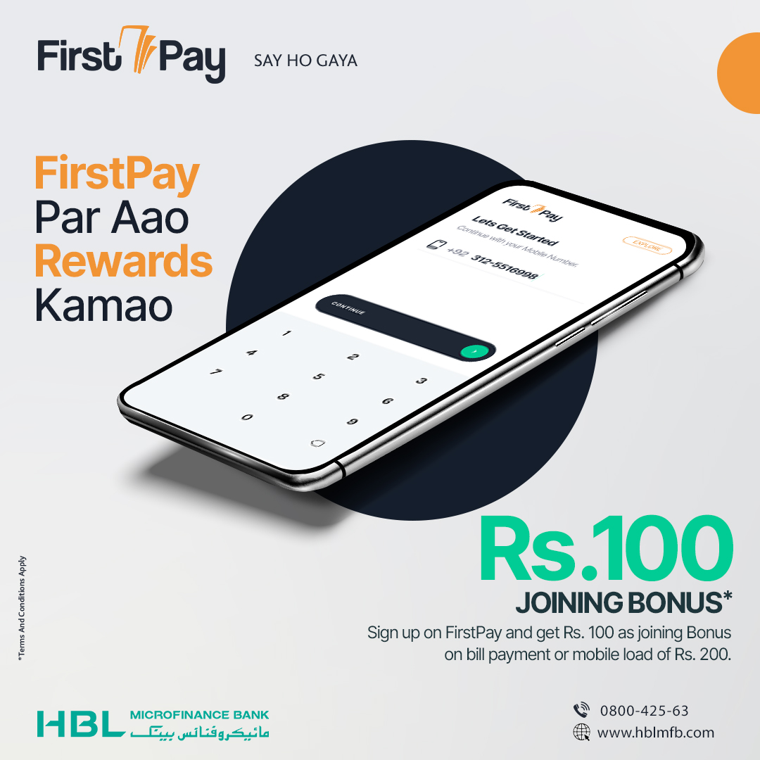 HBLMfBDigital's tweet photo. Sign up on FirstPayand get Rs. 100 as joining Bonus on utility / mobile bill payment or top up of Rs. 200*
Download Now:
https://t.co/S6IUfnEgeT
*T&Cs Apply:
https://t.co/ShxXKZ6O1c
#FirstPay #FirstPayWallet #JoinAndEarn #FirstPaySayHogaya https://t.co/xlN8X3BSCi