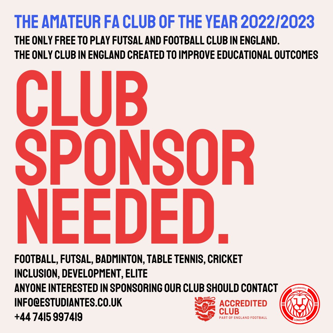 EstudiantesLdn's tweet image. Any help or retweets appreciated please!
@AmateurFA @LondonFA @sported_UK @FA_NFS @MCFLFOOTBALL