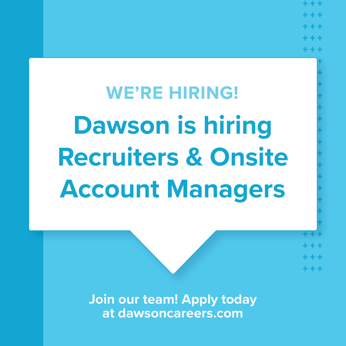 Are you ready to join the Dawson Team?

Apply today at lnkd.in/gACpgGmS or stop by one of our office locations for more information.

#jobs #werehiring #careergrowth #jobalert #dawsome