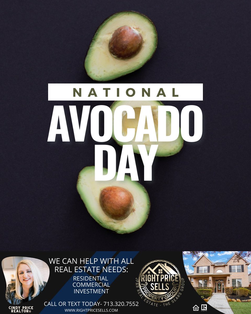 It's National Avocado Day! 🥑 Whether it's guacamole, toast, or salads, let's celebrate the avocado love!

#RightPriceSells #NationalAvocadoDay #AvocadoObsession #CreamyGoodness #GuacamoleParty #AvocadoLovers