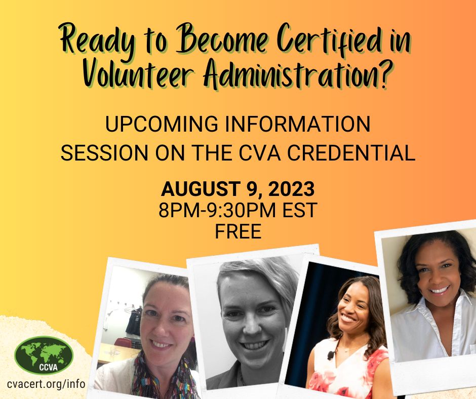 Are you ready to become Certified in Volunteer Administration? Learn about the process in the next information session on the CVA credential.  

cvacert.org/info/

#LoVols #CCVA #volunteerethics #certification