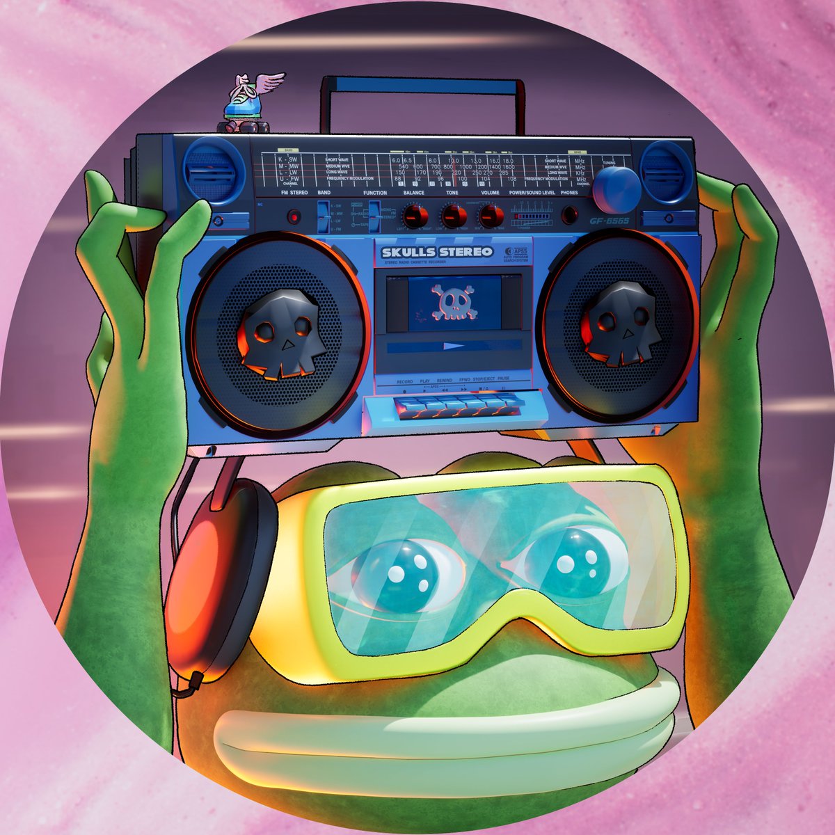 GHETTO-BLASTER SKULL 🐸💀📻📢

GHETTO-BLASTER is the thirteenth 1/1 NFT in the "Skulls of Pepe" collection. A tribute to the Roller Pepe animation from Matt Furie's Rarepepe collection and the big radiocassettes of the 1980s. 

opensea.io/collection/sku…

Thank you <a href="/jaggedsoft/">jagged</a> for