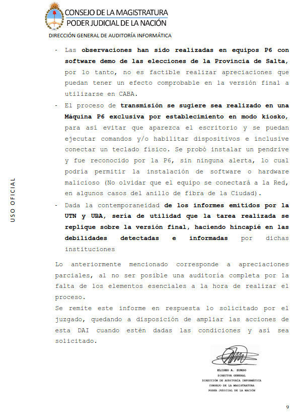 arilijalad's tweet photo. La jueza Servini recibió este informe del Consejo de la Magistratura sobre las máquinas de Voto Electrónico en CABA

- No hay auditoría completa
- Las probaron con las de Salta
- Se le puede poner un pendrive y no salta alerta

Es increíble que los porteños tengan que votar así https://t.co/GLiziVuPdt