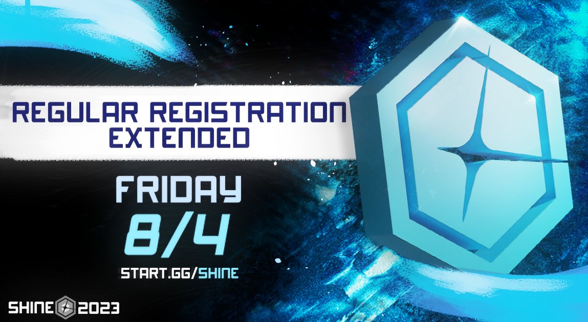 Looking to sign up for what's certain to be a explosive finale to Shine Series but can't today? You're in luck - regular registration has been extended to THIS Friday, 8/4 After that, the emergency registration begins along with the $10 venue price increase so get in there!