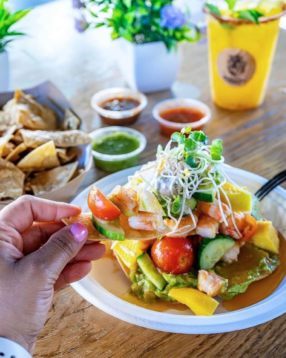 SBPublicMarket's tweet photo. SAYULITA CEVICHE - mexican wild shrimp, mango, tomatoes, aji amarillo, avocado, and habanero aioli. Some of the best in town, from the Bib Gourmand recognized @corazoncocinasb 👌

#sbpublicmarket #ceviche #santabarbara #savorsb https://t.co/1NwKIY26Uw