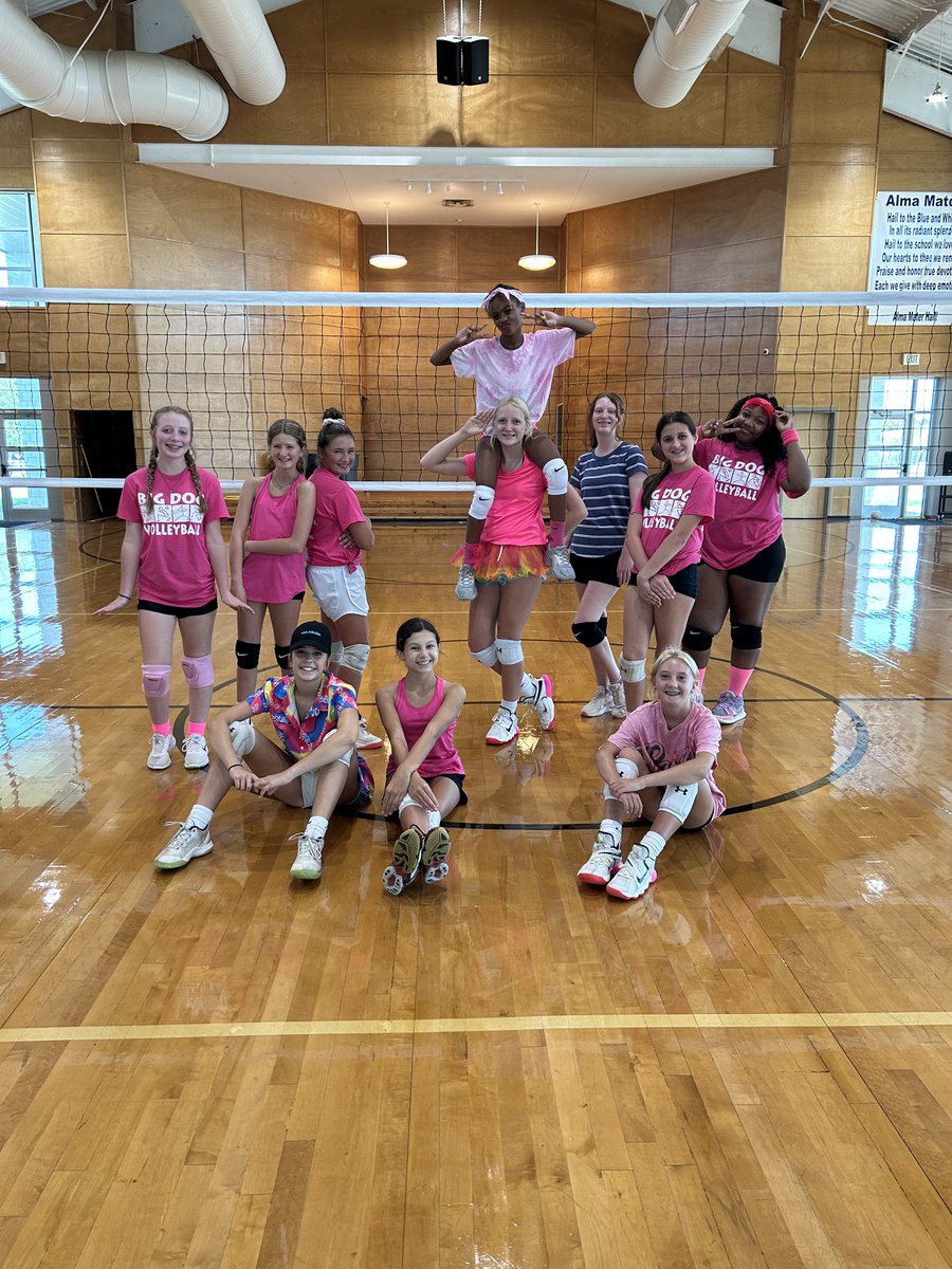 RDMS Volleyball having a “Barbie” fun practice.