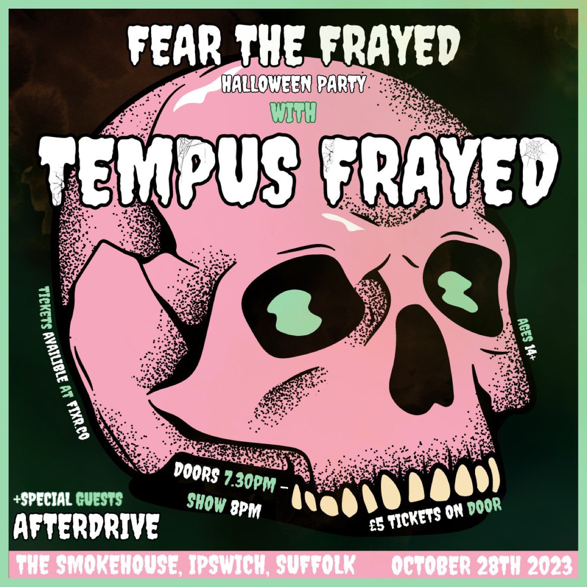 MEGA excited to announce AFTERDRIVE will be joining us for our Halloween party ‘Fear the Frayed’ 🔥 Oct 28: The Smokehouse, Ipswich Tickets available just £5 ❗️ fixr.co/event/fear-the… 💜