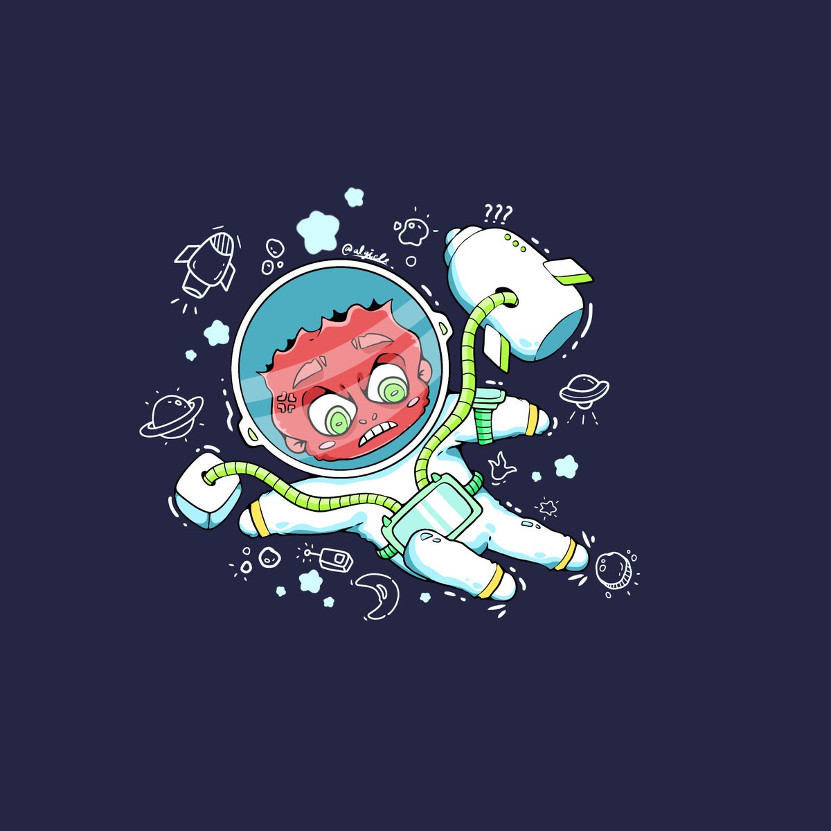 algiebs's tweet photo. Astronell.
I'm now making an astronaut-themed character work with a cartoon concept👾
#characterdesign #doodle #illustration #art #artworks https://t.co/38at8W7H7b