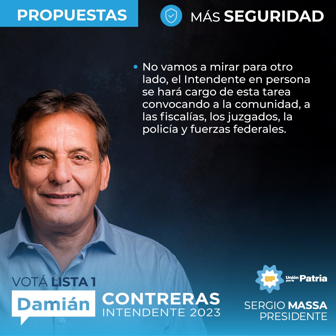 DamiContrerasOk's tweet photo. Se terminó el tiempo de echarle la culpa al otro: nosotros nos vamos a hacer cargo de la seguridad de Moreno. Este 13 de agosto, EN MORENO PODEMOS HACER MÁS 💪🇦🇷. https://t.co/32n5LoWQgM