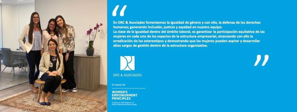DRCASOCIADOS's tweet image. En DRC &amp;amp; Asociados estamos orgullosos de estar adheridos a “Women’s Empowerment Principles” de las Naciones Unidas, y nos comprometemos a cumplir los 7 principios fundamentales que establece esta organización. #ONU