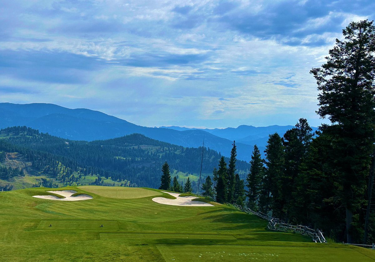 Top100Rick's tweet photo. Yellowstone Club - 2005 
Tom Weiskopf 

Known as one of the most exclusive and expensive clubs on earth, Yellowstone Club is truly an experience like no other place. 

The golf course is only open 3 months per year. Members have their own private ski resort to get through the winters! The club is a private mountain community, where celebs and business leaders can enjoy their privacy. 

The golf course is classic Weiskopf mountain golf. Insane elevation changes and constant mountain vistas. There is some quirk from the land limitations, but I personally love quirk! Lots of risk/reward holes make for a super fun round. Blind shots, uneven lies, high altitude, and elevation changes make even short irons into challenging puzzles. 

The staff is awesome and super welcoming. The clubhouse is unreal, with amazing views of the course and surrounding area. The amenities are world class across the board. 

It’s not a place for everyone, it’s not supposed to be. But it’s a true wonderland and I’m very thankful to get to experience this world for a day!