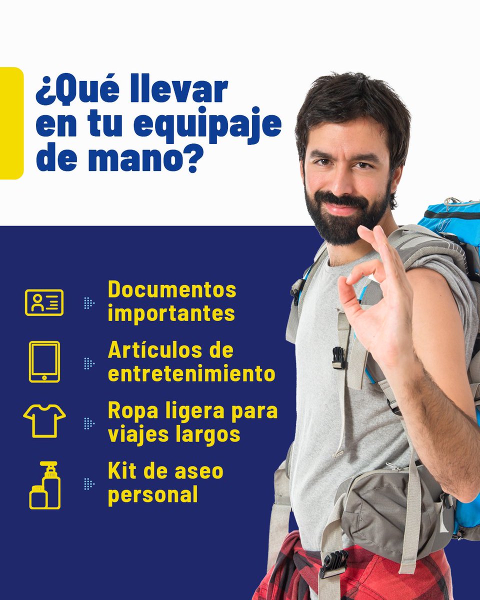 TerminalesGye's tweet photo. Prepara tu equipaje de mano para tu próximo viaje y asegúrate de llevar todo lo esencial. 🧳🤝🏻 

#TerminalesTerrestresGuayaquil https://t.co/ZeWwyGNtOL