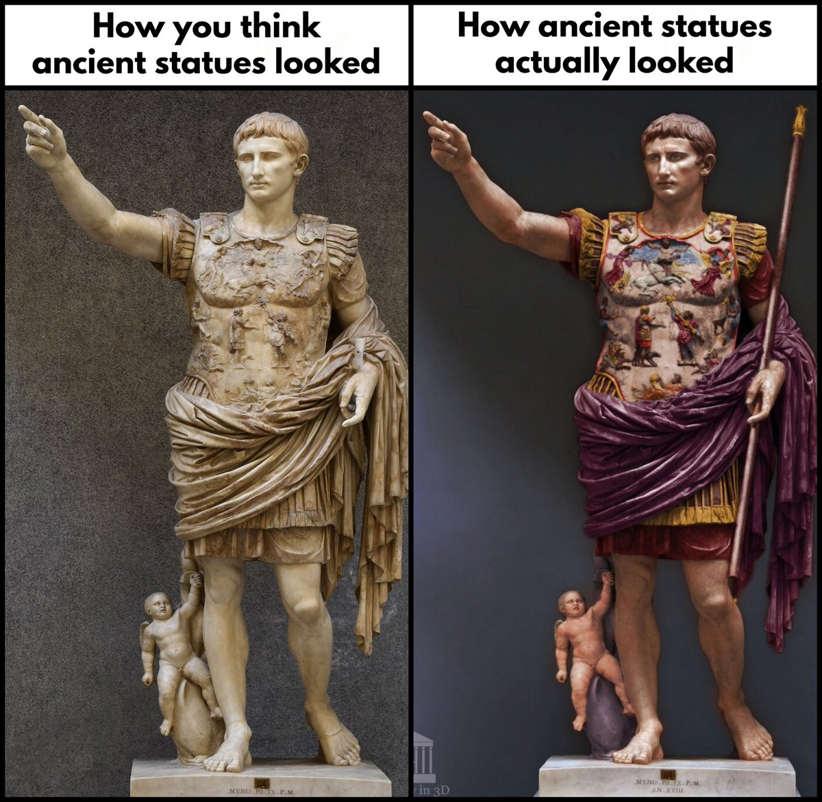 Ancient sculptures were painted with bright colours. To Greeks or ...