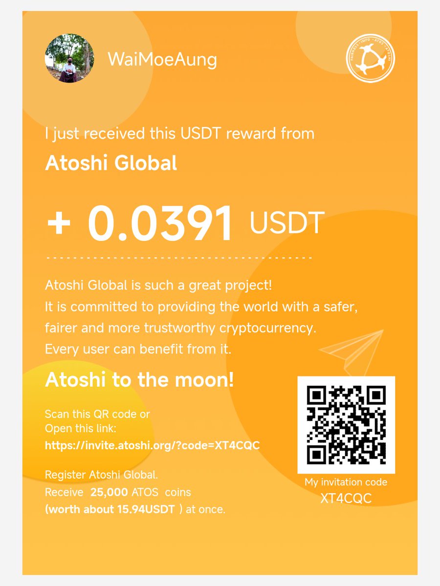 KoHlaShwe8's tweet photo. @WaiYanMoeNya
@WaiMoeAung97
@ZinMarOo97
@HninNwaeHlaing
@ThuRain97
I am sending you 25,000 ATOS. Come and get them!

ATOS is a new digital currency, held and invested by more than 12 million people around the world, and has appreciated nearly 200 times since its birth. https://t.co/CnWk8vvqD6