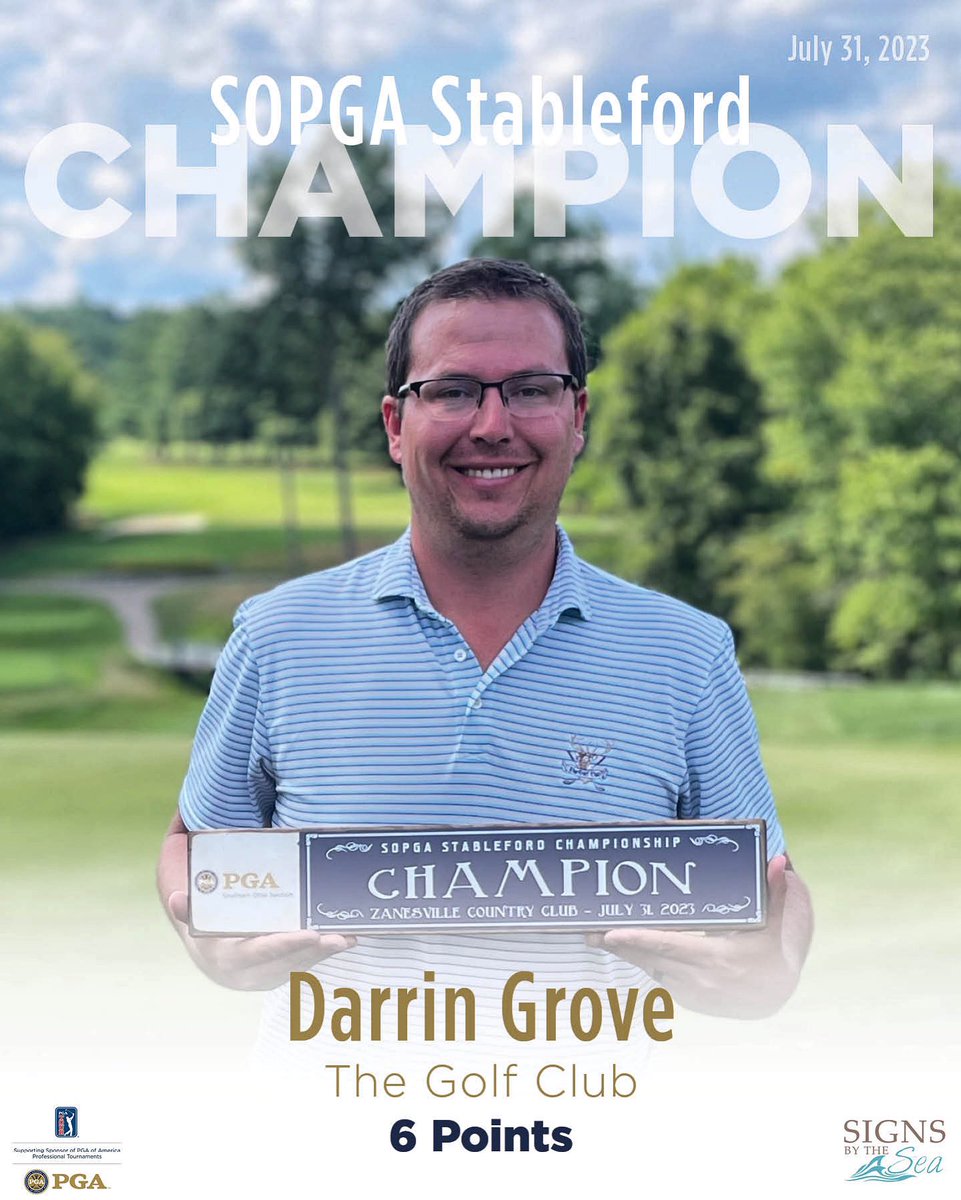 Southern Ohio PGA (@southernohiopga) on Twitter photo Earning 6 points at the SOPGA Stableford Championship at Zanesville Country Club, Darrin Grove claims his first SOPGA win of the season 🏆 
Leaderboard: bit.ly/3rTjGwl Earning 6 points at the SOPGA Stableford Championship at Zanesville Country Club, Darrin Grove claims his first SOPGA win of the season 🏆 
Leaderboard: bit.ly/3rTjGwl