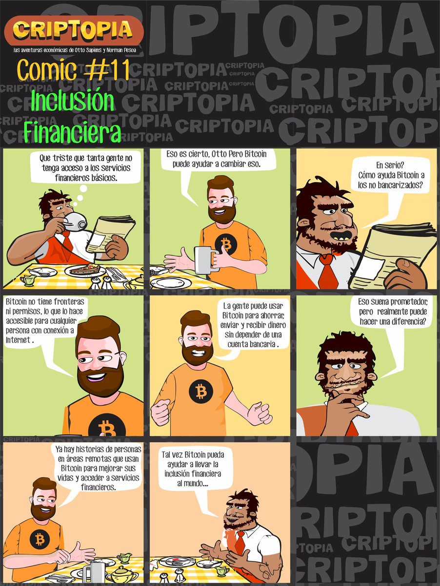 Criptopiacomics's tweet image. 🧱 CRIPTOPIA 🧱

Las aventuras económicas de Otto Sapiens y Norman Pesoa💰.

Comic #11⭐️

Inclusión financiera 💸

#CriptoHumor #BitcoinCaricature #BlockchainComic #educacioncripto #bitcoin #descentralización