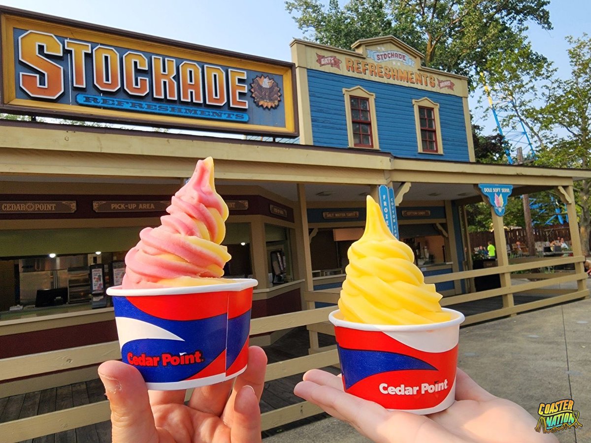 Coaster_Nation's tweet photo. DID YOU KNOW #CEDARPOINT HAS DOLE WHIP!?

3 flavors offered:
Pineapple, Strawberry, and as a Twist! (All 3 shown)

Available at the Stockade:
$5.89 (with tax &amp; pass-member discount)

#iheartcp #coasternation https://t.co/1sF6v1epj4