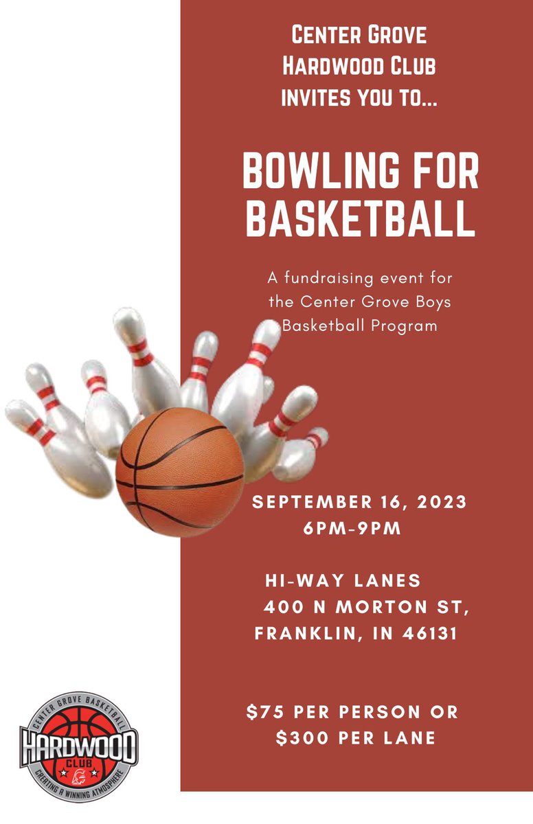 SAVE THE DATE!!   Get your team ready- up to 6 people per lane.  Signup details coming soon…
