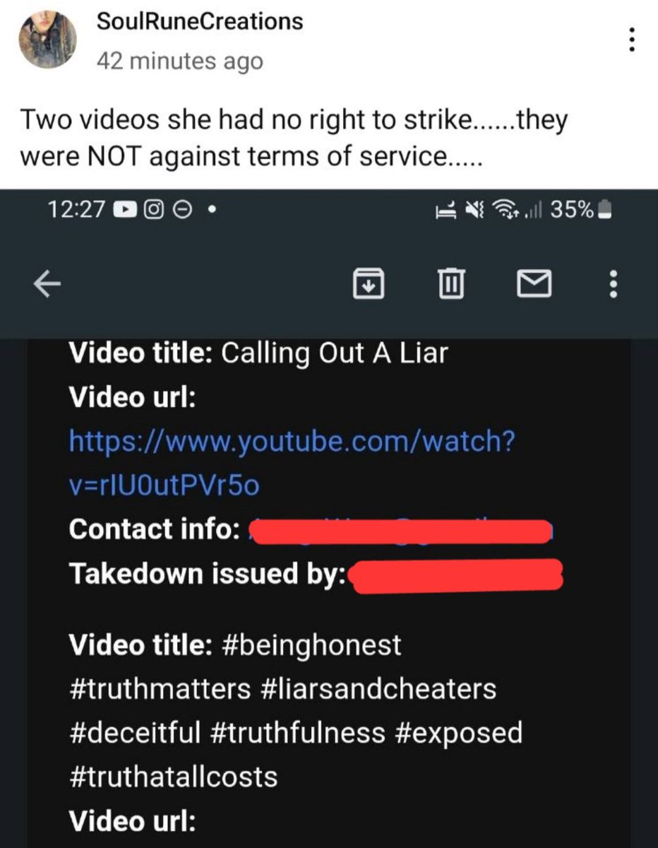 noodle_mash's tweet photo. This channel was terminated today for copyright strikes https://t.co/AYJVIdXFoH Shes now on this channel releasing my private information in retaliation for striking her https://t.co/CwwLc9rM8w I've reported the post. Here's the pic, I crossed out my info  @TeamYouTube https://t.co/Tm30tsmNq6