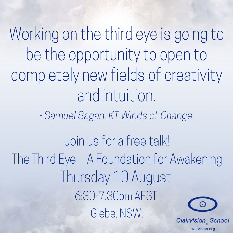 clairvisionaus's tweet photo. Meditation is so much more than just feeling relaxed. Come and discuss the third eye and meditation experiences at a free talk in Glebe on Thursday 10 August from 6.30-7.30pm. 
Register here: https://t.co/JuGaTshFOc https://t.co/eXGZXMmyVz