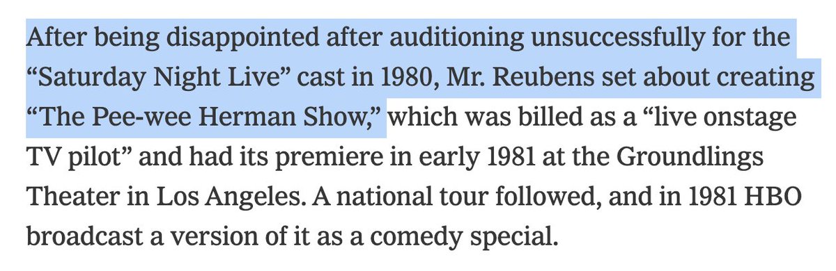 JamesUrbaniak's tweet photo. It was a blessing that Paul Reubens wasn't hired for the infamously dreadful 1980 season of SNL https://t.co/Incp3QQev1