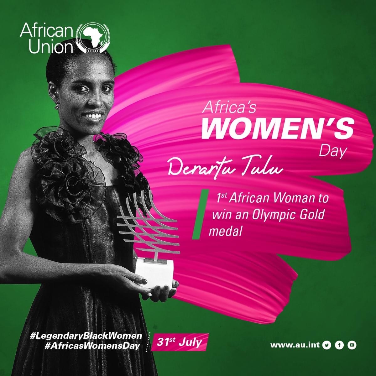 _AfricanUnion's tweet photo. Today we celebrate Derartu Tulu, the First African Woman to win an Olympic gold medal 
#LegendaryBlackWomen #AfricasWomensDay https://t.co/3TOlBD2kI9