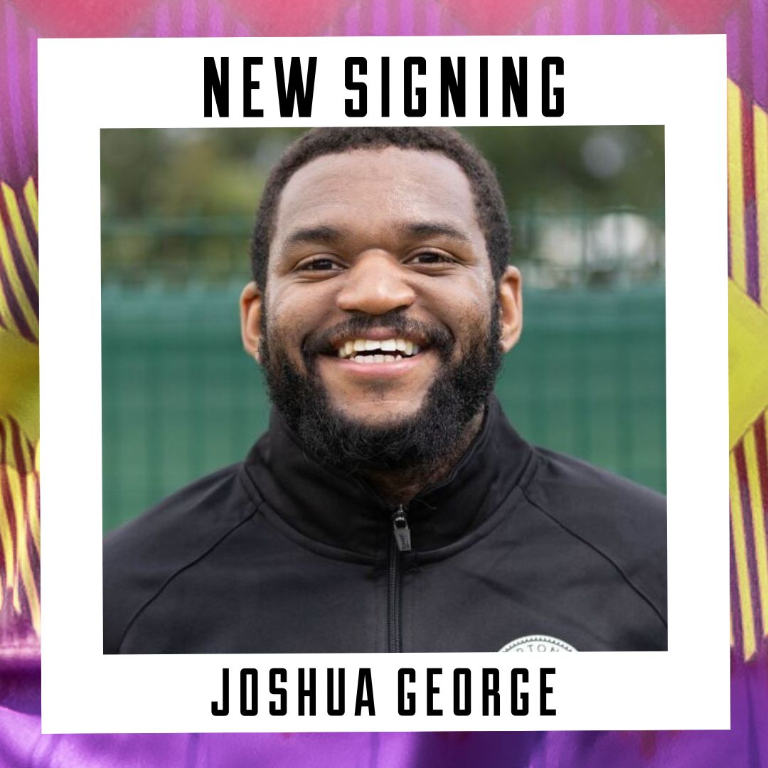 Photo of Joshua George with the words 'new signing'