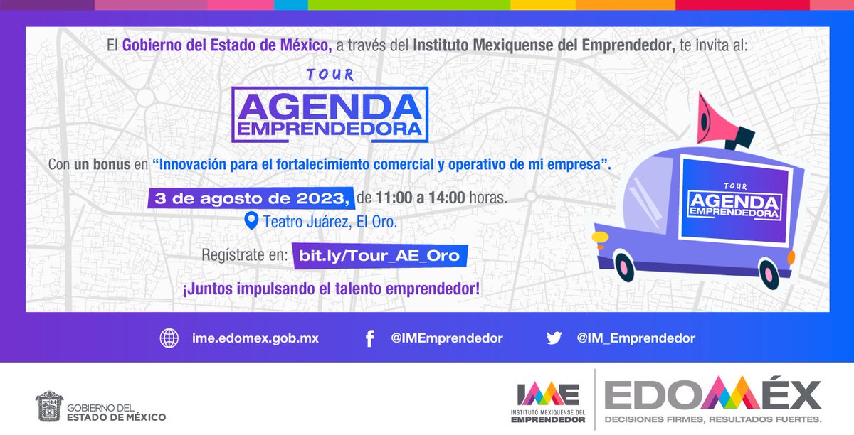 IM_Emprendedor's tweet photo. 🌟🚀¡Despierta tu espíritu emprendedor en el #Tour #AgendaEmprendedora! 🌠🎯
Te invitamos a un emocionante encuentro el 3 de agosto, de 11:00 a 14:00 horas, en el Teatro Juárez del municipio #ElOro. 🎭🎉 
✍🏻Regístrate en: https://t.co/QDzsQLpRpp
¡Aprovecha esta gran oportunidad! https://t.co/4jyC8hlHPy