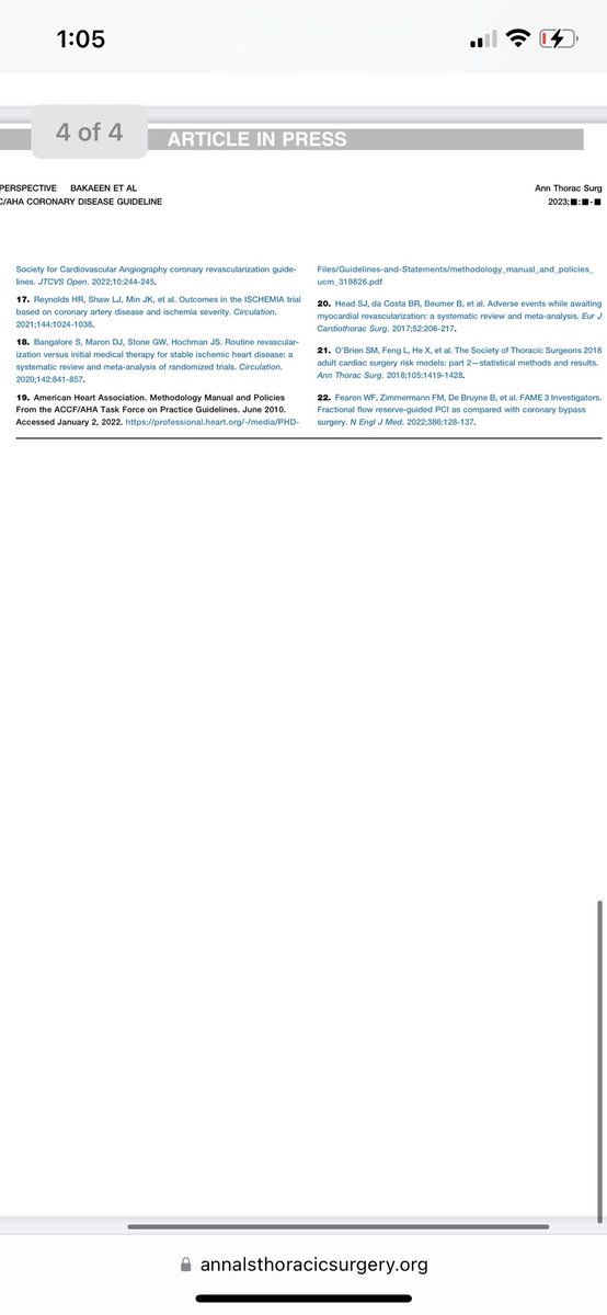 Joint STS / AATS rebuttal of the 2023 ACC / AHA Chronic Coronary Disease Guideline  published online today (link and PDF)

annalsthoracicsurgery.org/action/showPdf…