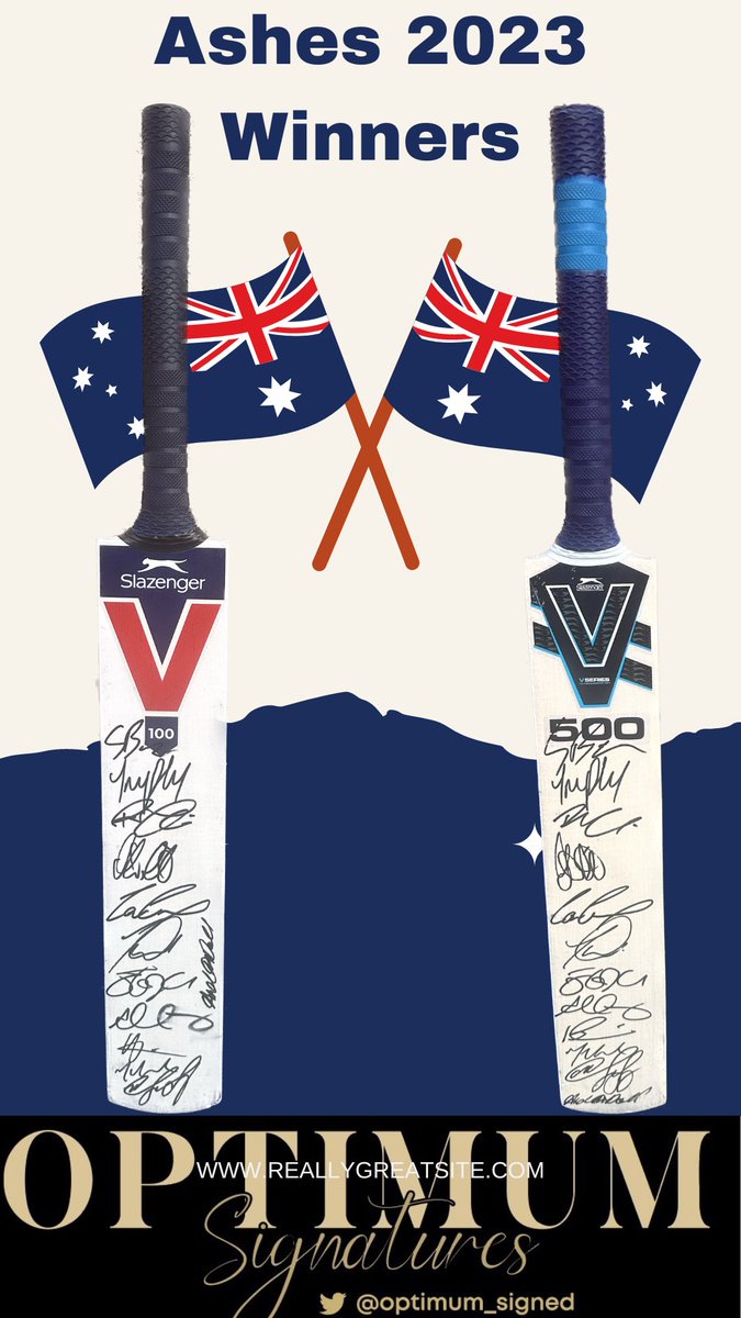 Optimum_Signed's tweet photo. We have bats signed by the Australia cricket team following them retaining the ashes today. 🏏 https://t.co/EAiuhb8bNt