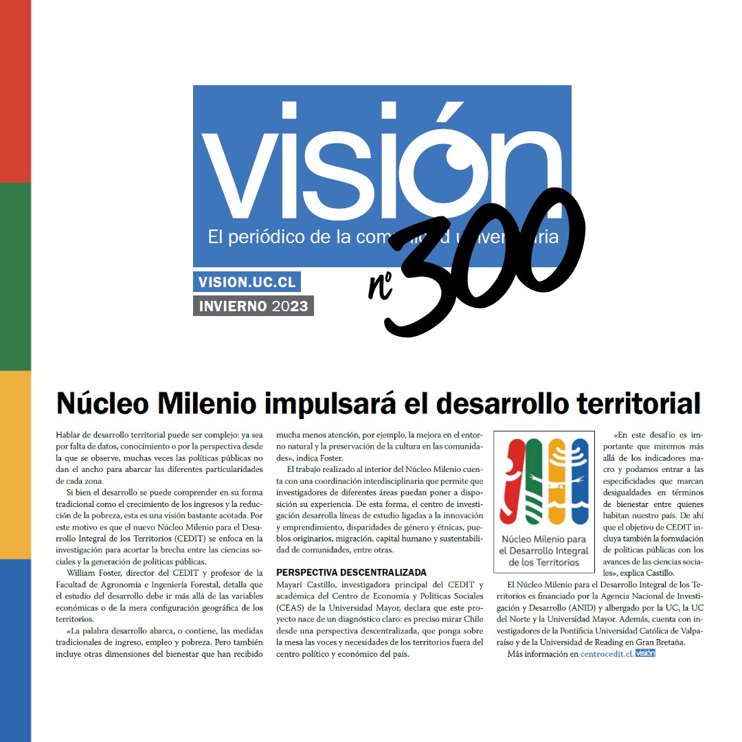 Nuestro centro salió en la versión nº300 de #VisiónUC, el periódico de la #ComunidadUC en la @ucatolicaoficial.  Les  invitamos a leer en uc.cl/site/assets/fi… 😉 #CentrosANID #Milenio #Ciencia #CienciaDeExcelencia #ComunidadMilenio @antropomedioamb