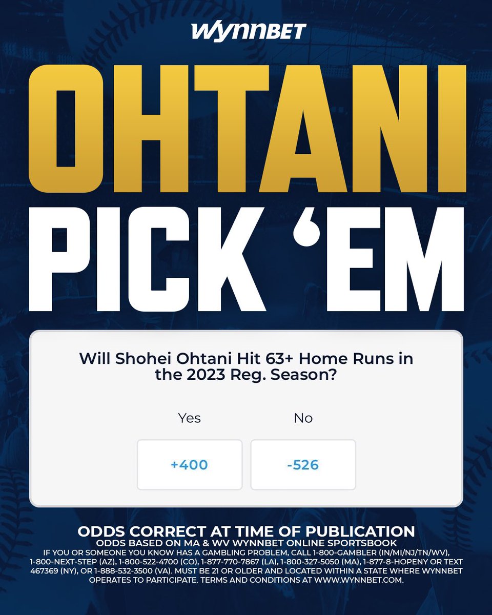 Shohei Ohtani is on pace for a record breaking season… literally. Do you think he breaks Aaron Judge’s home run record? Or maybe he has his sights set on the Triple Crown 👑Both odds are available in the MA + WV WynnBET Online sportsbook.