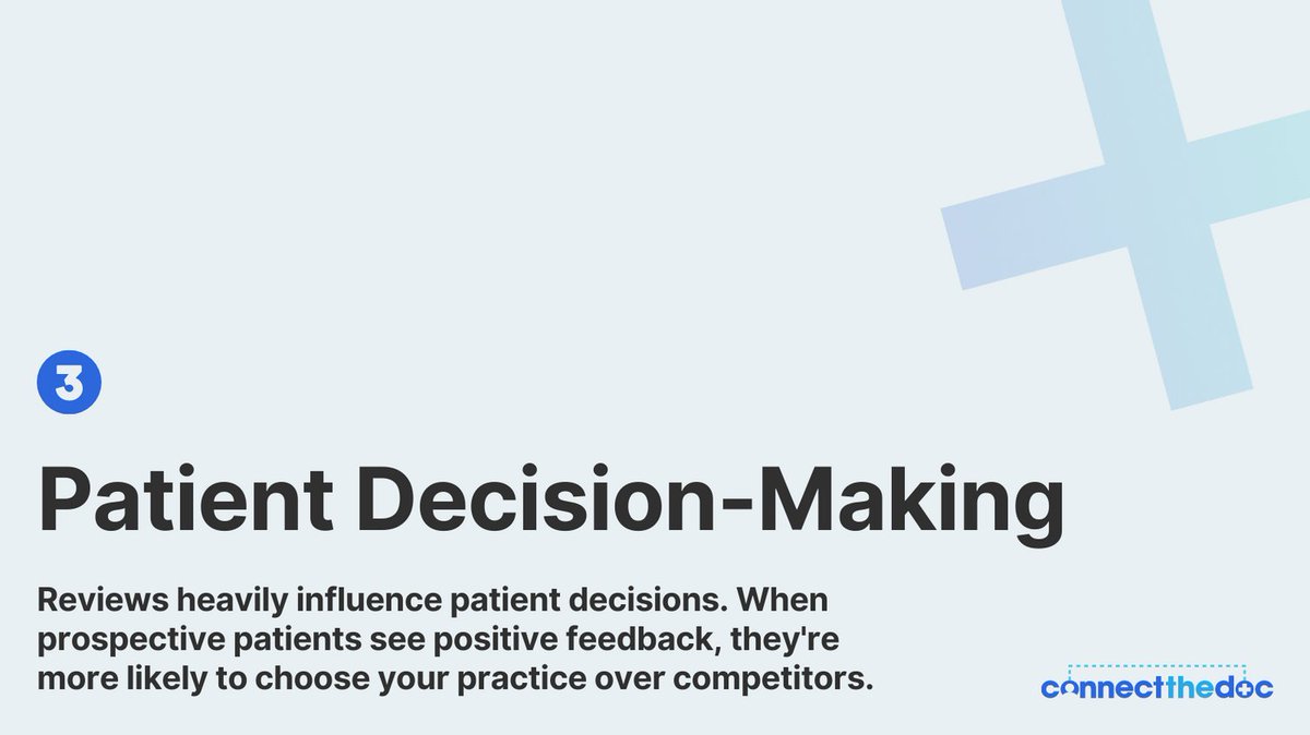 connectthedoc's tweet photo. When choosing a dental practice, patients rely on the experiences shared by others.

That's why having patient reviews on reputable sites like Google is crucial.

It gives your practice a competitive edge by showcasing positive feedback and influencing patients' decisions. https://t.co/TiFKLa0IzV