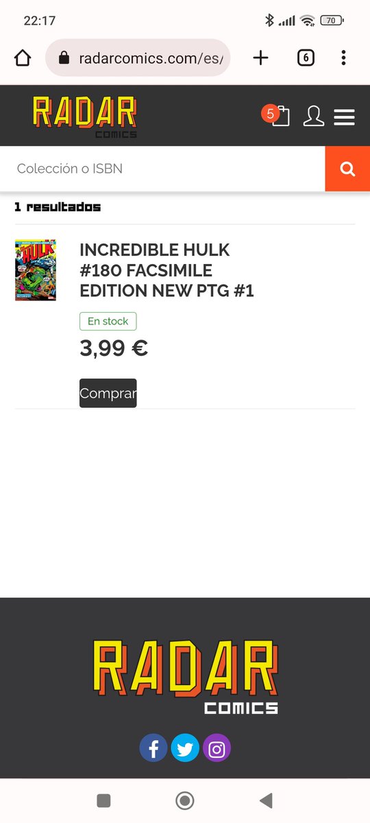 Engreyes83's tweet photo. @radar_comics Buenas, tengo un problema conprando un artículo que aparece en stock. ¿Hay alguna cosa que pueda hacer yo desde la web? https://t.co/i3JztqtCGC