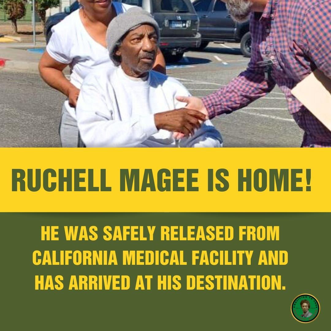freeruchellnow's tweet photo. Ruchell Magee is home! He was safely released this weekend and has arrived! Thank you to everyone for the years of support for Ruchell’s freedom! Salute to Cinque! https://t.co/kaVcluTBA8