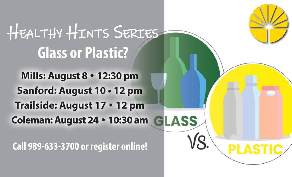 SeniorServing's tweet photo. Join us for Healthy Hints in August as we discuss which is better, "Glass or Plastic," when it comes to storing, cooking or reheating food? Understanding the pros and cons of each may help you decide what is best for you. Sign up at https://t.co/6Dwtki68bJ https://t.co/Q6vc8b8FQg