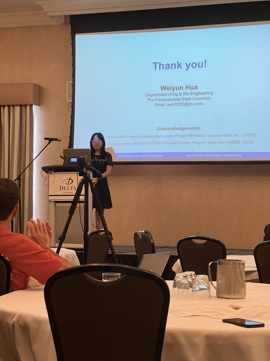 AgRoboticsLab's tweet photo. Our grad students covering #agriculture #robotics and #AI. First day of #NABEC23 conference ✅

#WeAre #PennState #PennStateResearch #PennStateExtension #Research #SpecialtyCrop #AgRobotics #Engineering https://t.co/Nn8DxBQP0n