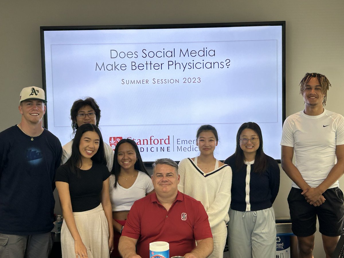 I’m going to miss my @Stanford Summer Session class, small but brilliant group! It was great getting to know these incredible students and meet them at this stage along their career journeys. @SUintrosems @StanfordEMED #EMED123N