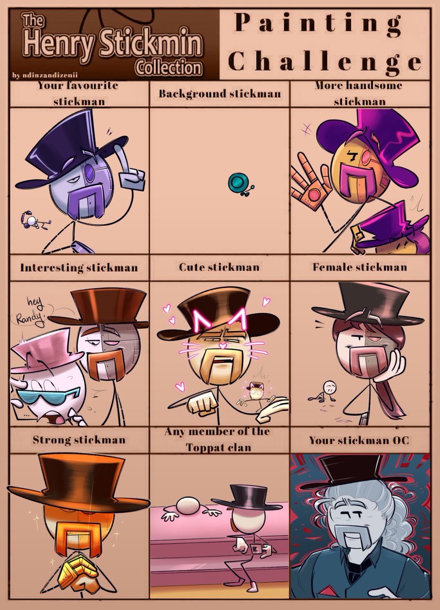 JesseStickman's tweet image. happy 1 year anniversary to THIS TOO. sorry to every other thsc character, RHM's me fave now... (thanks 2 my mutuals n friends i asked them for colour palettes and coloured all of this based off of those 😋) #thehenrystickmincollection #righthandman