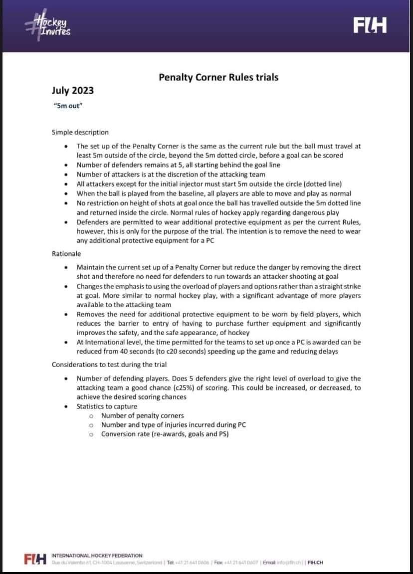 1) Still waiting for someone to explain why the rules regarding penalty corners needs to change 2) Think this suggestion will create more danger with more deflections from hard shots into the D… . What are your thoughts?
