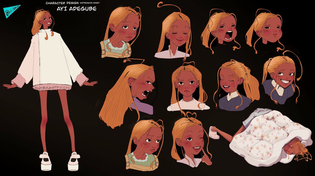 I did some expression sheet for my character Ayi Adegube #nigerianartist  #artwork #characterdesign #expressionsheet