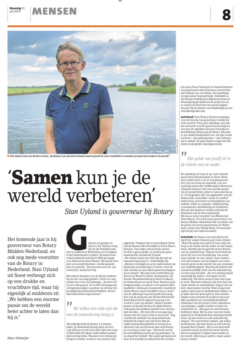 Interview met onze Rotary gouverneur Midden-Nederland <a href="/Stanuyland/">Stan Uyland</a> uit Soest.