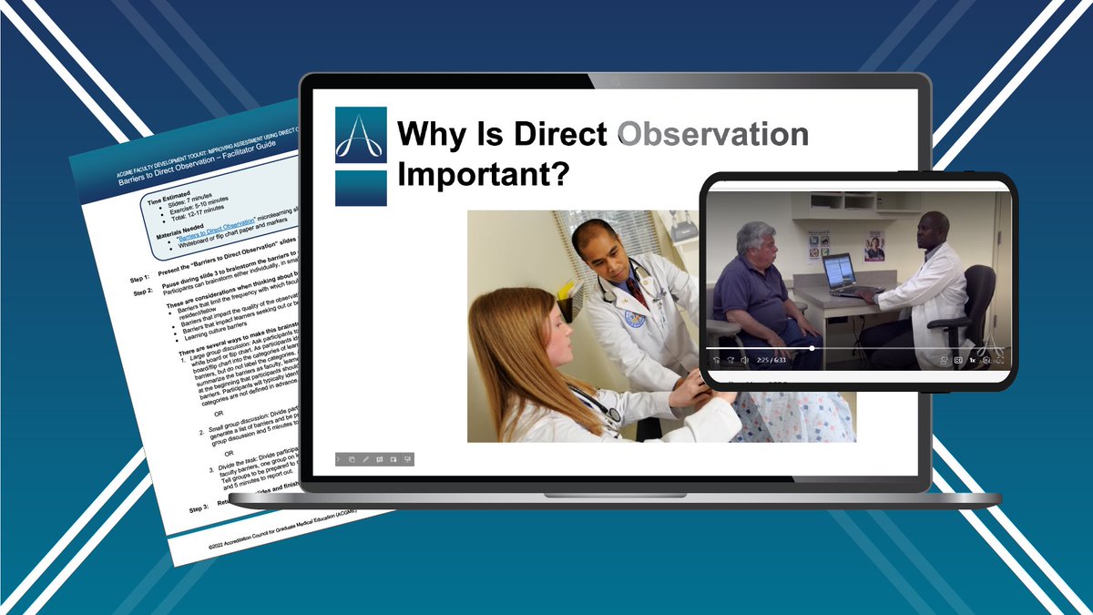 Last week, the ACGME announced the publication of the Improving Assessment Using Direct Observation Toolkit offering faculty development curricula for institutions that can be adapted to local needs. The free toolkit can be accessed on Learn at #ACGME. dl.acgme.org/pages/acgme-fa…