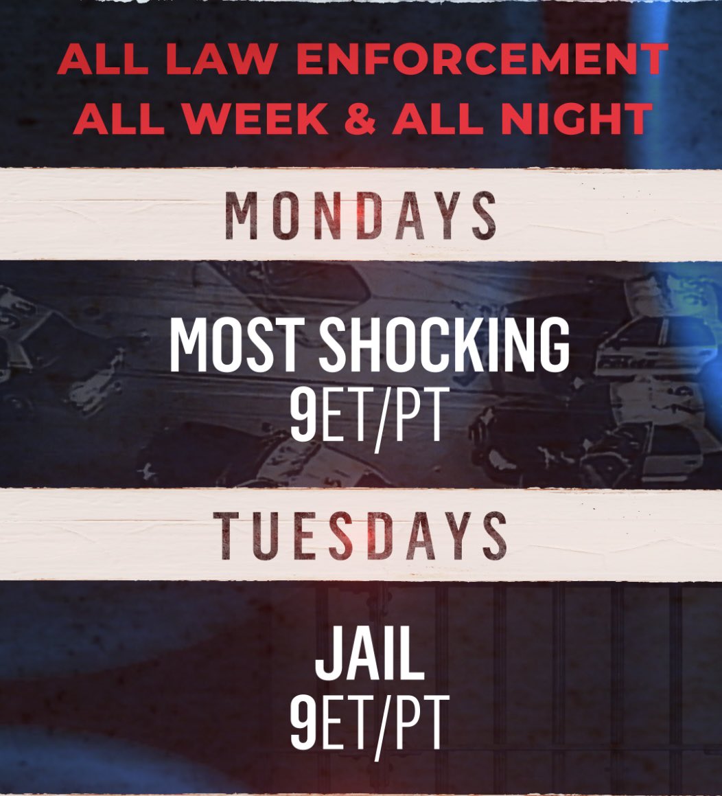 ReelzChannel's tweet photo. All law enforcement, all week, only on #REELZ. #MostShocking #Jail https://t.co/LHDbP05M5L