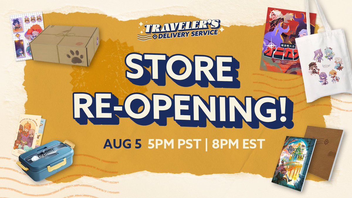 TwinsDeliveryS's tweet photo. 💌 EXCITING NEWS!
Our store is re-opening very soon! This will be your last chance to grab books and merch from Aether and Lumine's Delivery Service.

Mark your calendars for Aug 5! see you there ❤️ https://t.co/xl7DgCShGJ