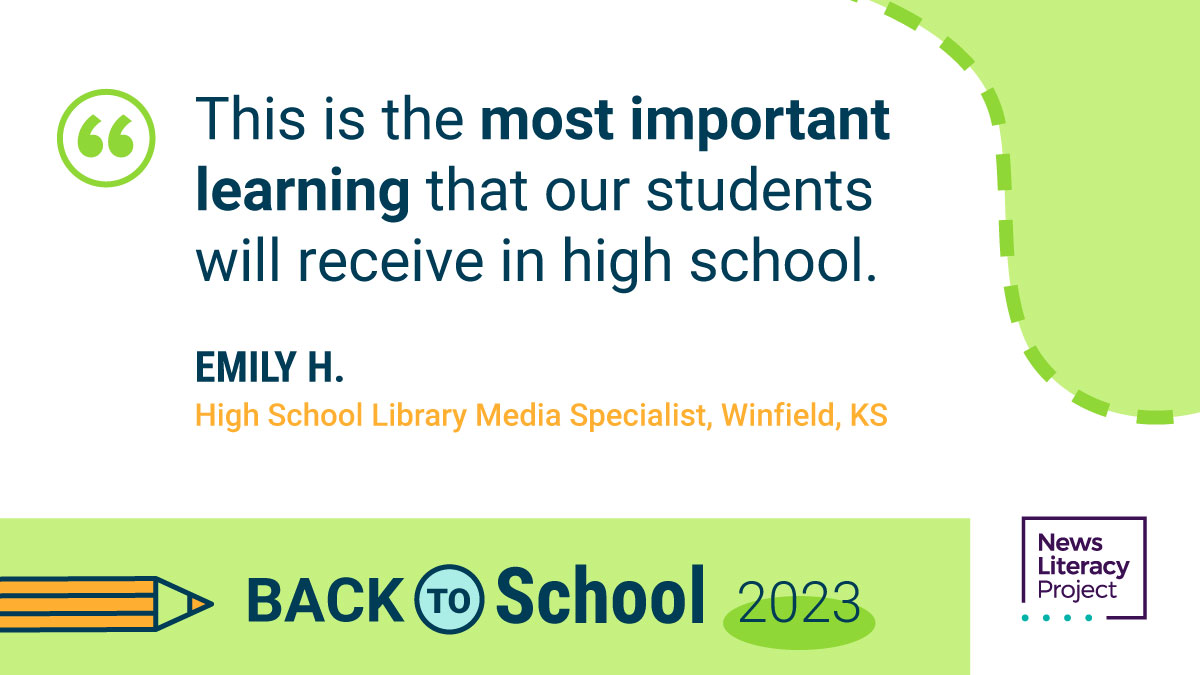 Don't take our word for it. Listen to Emily!

From our #Checkology e-learning platform to classroom-ready quizzes, interactive exercises &amp; more, we've got #BackToSchool covered.

🔗 News literacy resources ➡️ bit.ly/back2SchoolNLP