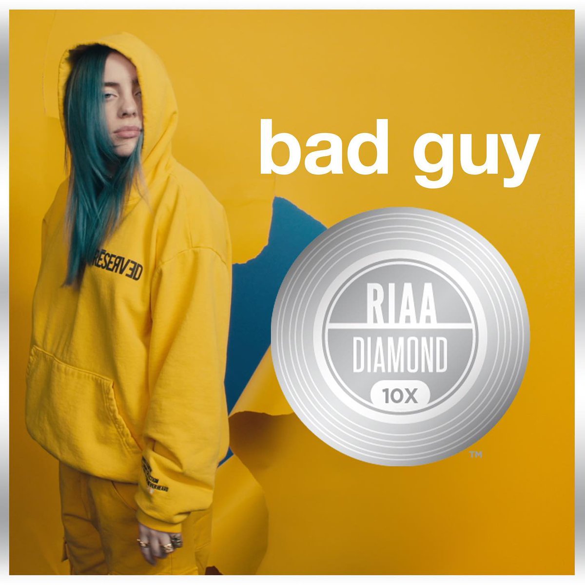 iamyolarivas's tweet photo. Bad Guy de Billie Eilish ha sido certificado Diamante en Estados Unidos. 💛 https://t.co/mytD7gW4EH