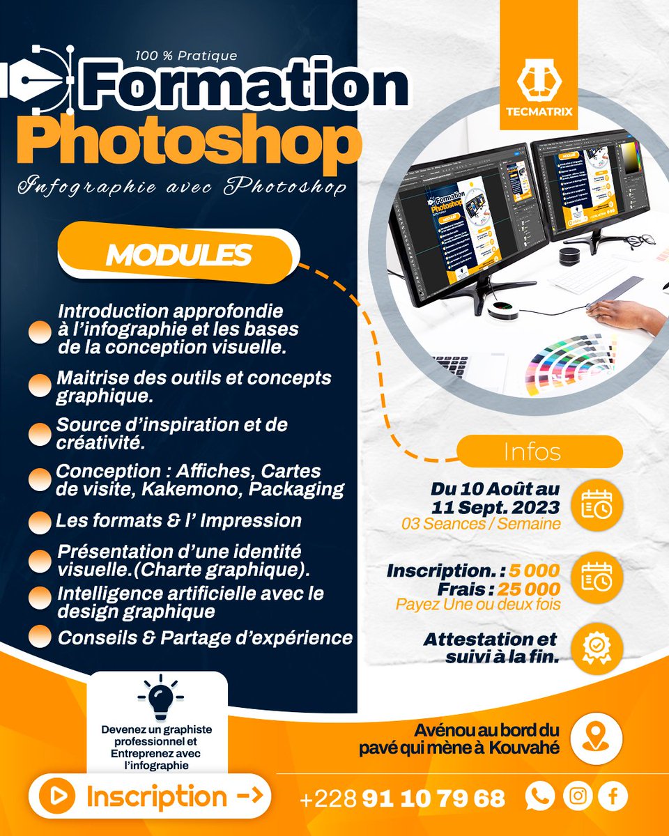 tecmatrix_'s tweet photo. Les domaines évoluent et nous aussi nous faisons des mises à niveaux en fonction. Venez découvrir de nouvelles façons d'aborder l'infographie avec l'expertise de TECMATRIX.

Inscriptions Via  WhatsApp : https://t.co/glnofW5dzD https://t.co/zPyMRV1dZn