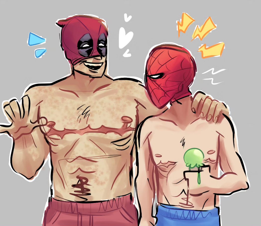 goinfinsane's tweet photo. they're not really shopping at hot topic but whatever #spideypool #deadpool #spiderman #marvel https://t.co/Xw3VZ1FxvA